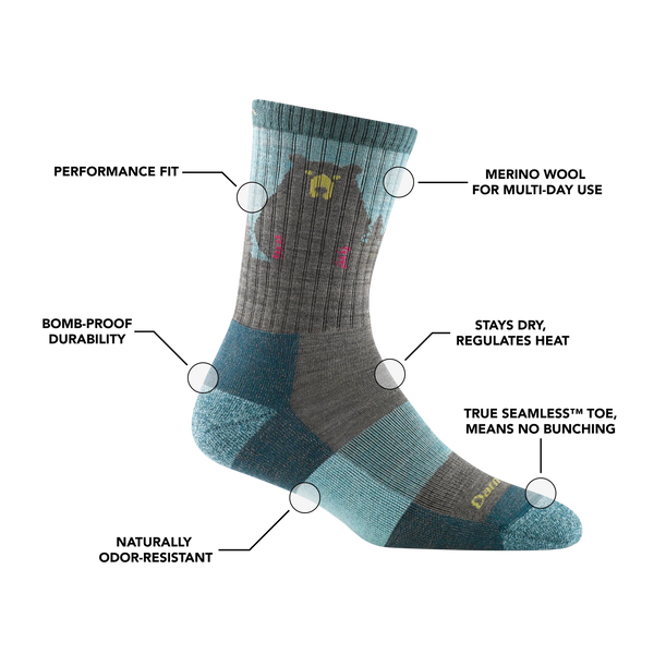 Darn Tough Women's Bear Town Micro Crew Hiking Socks